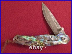ALBATROSS 6.5'' Damascus Steel Genuine Abalone Seashells Folding Pocket Knife