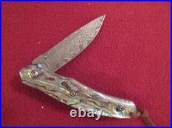 ALBATROSS 6.5'' Damascus Steel Genuine Abalone Seashells Folding Pocket Knife