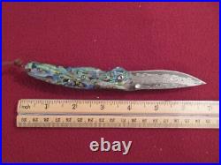 ALBATROSS 6.5'' Damascus Steel Genuine Abalone Seashells Folding Pocket Knife