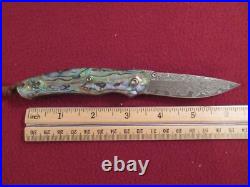 ALBATROSS 6.5'' Damascus Steel Genuine Abalone Seashells Folding Pocket Knife