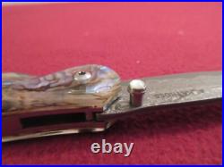 ALBATROSS 6.5'' Damascus Steel Genuine Abalone Seashells Folding Pocket Knife