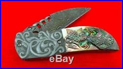 Alabama Damascus Folding Knife handmade by Suchat custon knives