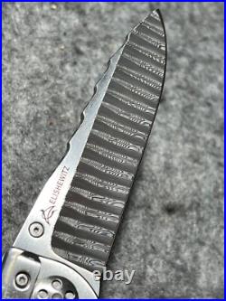 Allen Elishewitz Damascus Linerlock Folder-One Of Five Pocket Knife