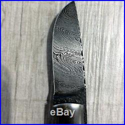 Amazing Daniel Winkler Hand Forged Damascus Blade Folding Knife MINT Condition
