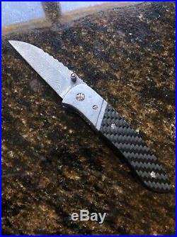 Andre De Villers 1995 Custom Folding Knife Meterorite Damascus Carbon Fiber Mint