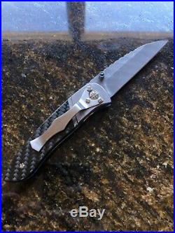 Andre De Villers 1995 Custom Folding Knife Meterorite Damascus Carbon Fiber Mint