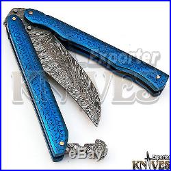 Andy Alm Custom Made Damascus Steel Folding Knife, Multi Color Steel Handle F-61