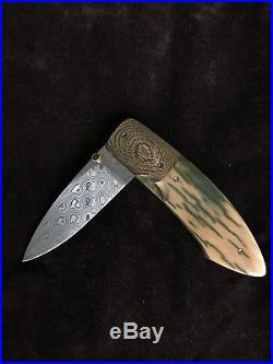 Arno Bernard Sr. Mammoth, Damascus folding knife