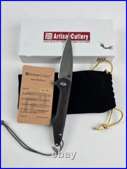Artisan Cutlery Damascus Folding Knife by Dylan Mallery 1821NLS Mint with box