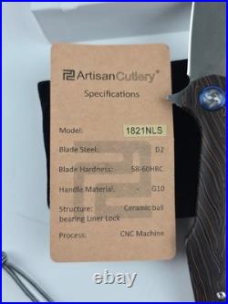 Artisan Cutlery Damascus Folding Knife by Dylan Mallery 1821NLS Mint with box