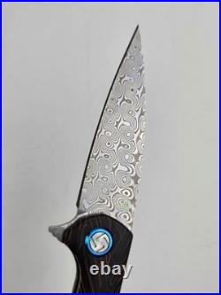 Artisan Cutlery Damascus Folding Knife by Dylan Mallery 1821NLS Mint with box