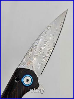 Artisan Cutlery Damascus Folding Knife by Dylan Mallery 1821NLS Mint with box
