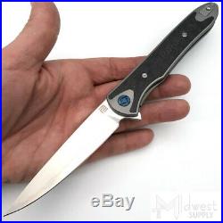 Artisan Cutlery Shark Folding Knife Damascus Blade Titanium/Carbon Fiber Handle