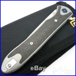 Artisan Cutlery Shark Folding Knife Damascus Blade Titanium/Carbon Fiber Handle
