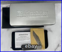 Artisan Cutlery Small Hyperion Bolster Lock Knife CF/Black Ti, 3 Damascus