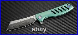 Artisan Cutlery Tomahawk Folding Knife 4 Damascus Steel Blade Titanium Handle