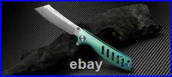 Artisan Cutlery Tomahawk Folding Knife 4 Damascus Steel Blade Titanium Handle