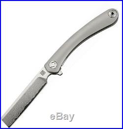 Artisan Orthodox Folding Knife 2.75 Damascus Steel Blade Gray Titanium Handle