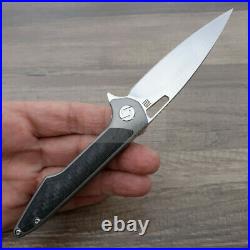 Artisan Small Archaeo Folding Knife 3 Damascus Steel Gray Titanium Handle