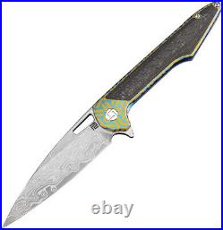 Artisan Small Archaeo Framelock Titanium Folding Damascus Knife 1821GSDBU02