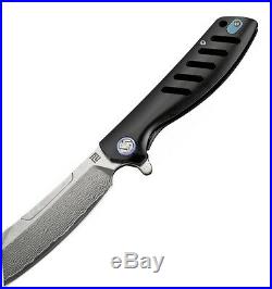 Artisan Tomahawk Folding Knife 3 Damascus Steel Blade Black Titanium Handle
