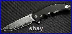 Artisan Tradition Folding Knife 4 Damascus Steel Blade Black Titanium Handle