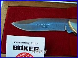 BOKER 2002 DAMAST Damascus 300 layer Solingen Germany folding knife NIB