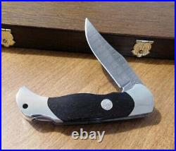 BOKER New 2023 African Ebony Wood Handle 1 Blade Damascus Lockback Knife/Knives