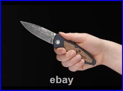 BOKER Tirpitz-Damast Pocket Knife 3.90 Damascus Blade Walnut Handle 110190DAM