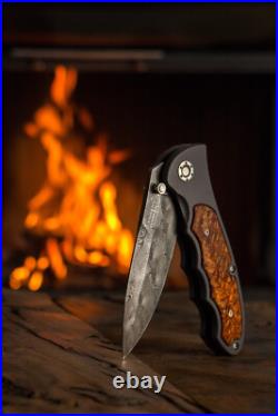 BOKER Tirpitz-Damast Pocket Knife 3.90 Damascus Blade Walnut Handle 110190DAM