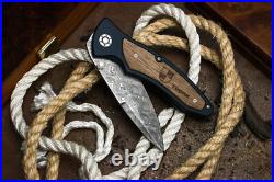 BOKER Tirpitz-Damast Pocket Knife 3.90 Damascus Blade Walnut Handle 110190DAM