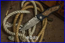 BOKER Tirpitz-Damast Pocket Knife 3.90 Damascus Blade Walnut Handle 110190DAM