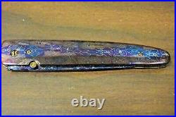 Barry Gallagher Mosaic Custom Linerlock Damascus Folding Knife Pristine