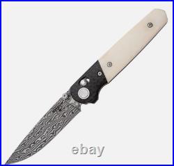 Bear & Son Lawman Smooth White Bone Handle 3.5 Damascus Blade WSB22D
