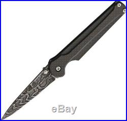 Bear & Son Stiletto Folding Knife 3.25 Damascus Steel Blade Carbon Fiber Handle