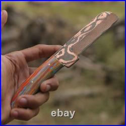 Beautiful Copper Damascus handmade knife 10 inches knife with beautiful sheath