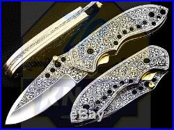 Beautiful Deep Hand Engrave Handmade D 2 Steel Folding Knife