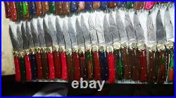 Beautiful handmade Damascus steel huntingLot of 50 folding knives(Limited)
