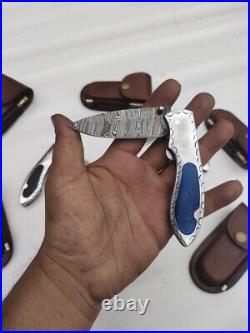 Beautiful handmade damascus steel folding knife (LOT of 10 Pcs)