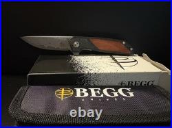 Begg Knives Diamici Liner Lock Knife SS + Black G-10/Wood 3 Damascus BG056