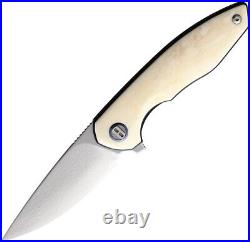 Bestech Knives Bambi Liner Folding Knife 3.13 Damascus Steel Blade Bone Handle