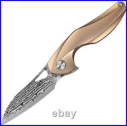 Bestech Knives The Reticulan Gold Folding Damascus Steel Pocket Knife T1810J