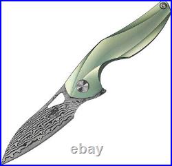 Bestech Knives The Reticulan Green Folding Damascus Steel Pocket Knife T1810I