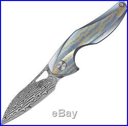Bestech Reticulan Folding Knife 2 Damascus Steel Blade Anodized Titanium Handle