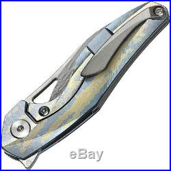 Bestech Reticulan Folding Knife 2 Damascus Steel Blade Anodized Titanium Handle