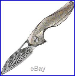 Bestech Reticulan Folding Knife 2 Damascus Steel Blade Gray Titanium Handle