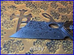 Bestech Skirmish BL07D Damascus Cleaver Knife G-10-Rare Black/Orange-BNIB