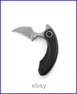 Bestech Strelit Folding Knife Black Stonewash Titanium Handle Damascus BT2103H
