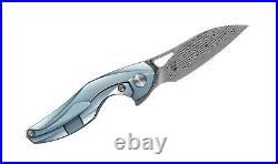 Bestech The Reticulan Folding Knife 2 Damascus Steel Blade Titanium Handle