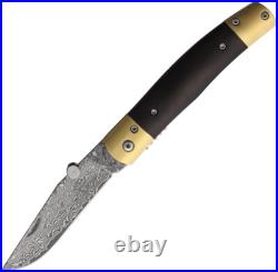 Betyar Maskara Linerlock Brown Wood Folding Damascus Pocket Knife MKWDDM